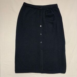 Vintage Black Knit Wool Skirt Women’s Medium Academia Librarian Pencil Straight